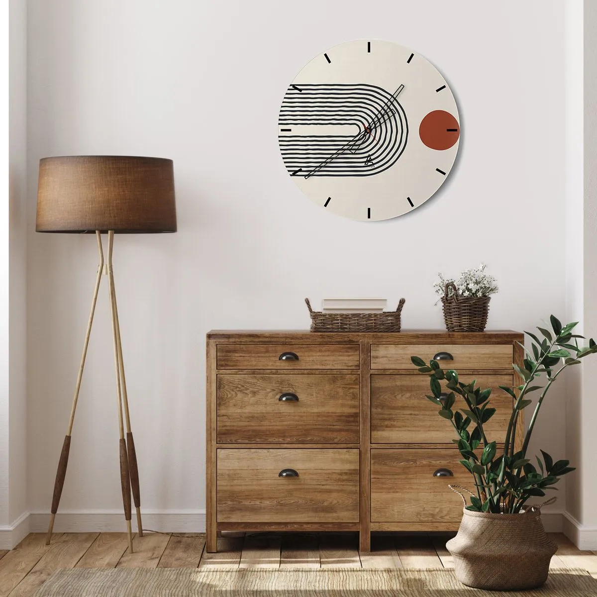 Wandklok - Klok - Magnetisme van vormen en kleuren - 30x30 cm
