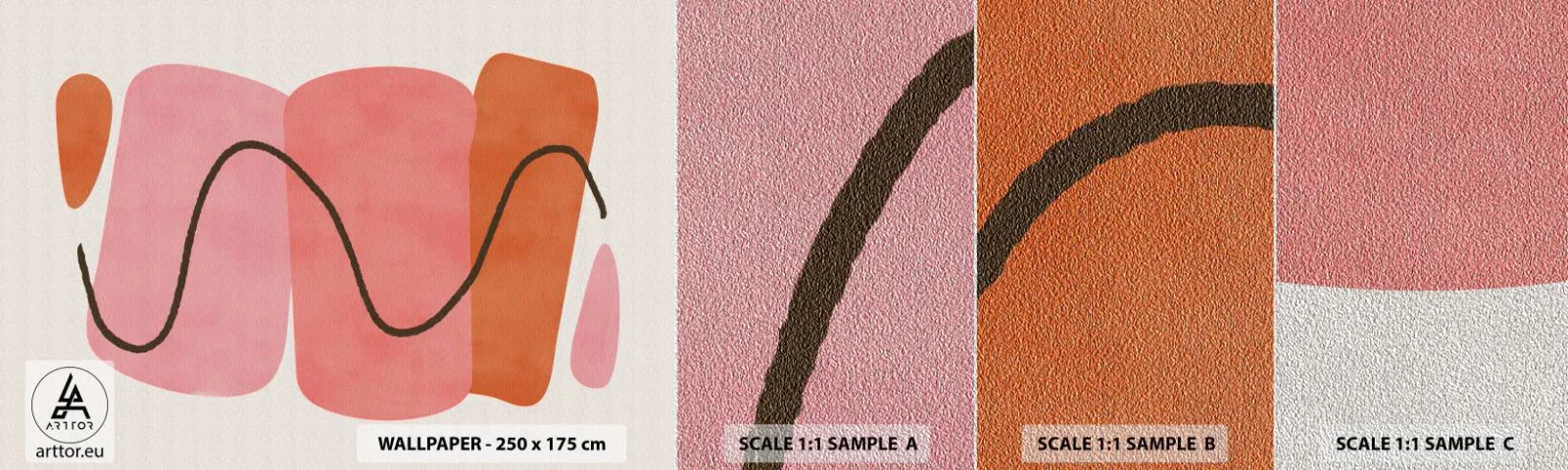 Fotobehang Monster Premium Sand - zachte beweging van vormen - Abstractie, Minimalisme, Pastel - 100x30 cm