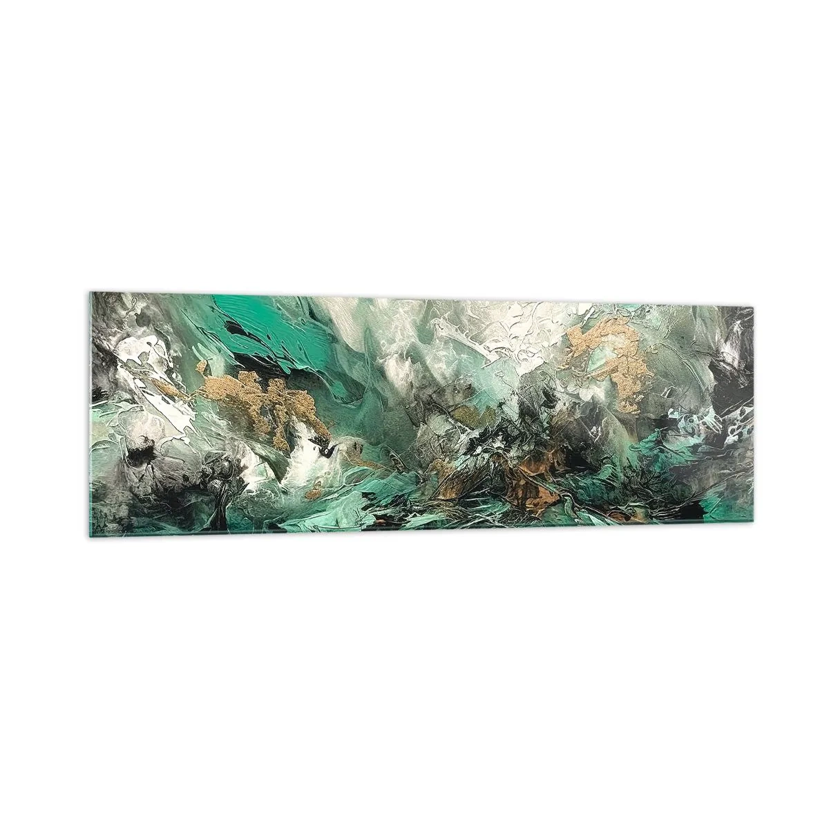 Schilderen op glas - Emerald en zwarte branding - 160x50 cm