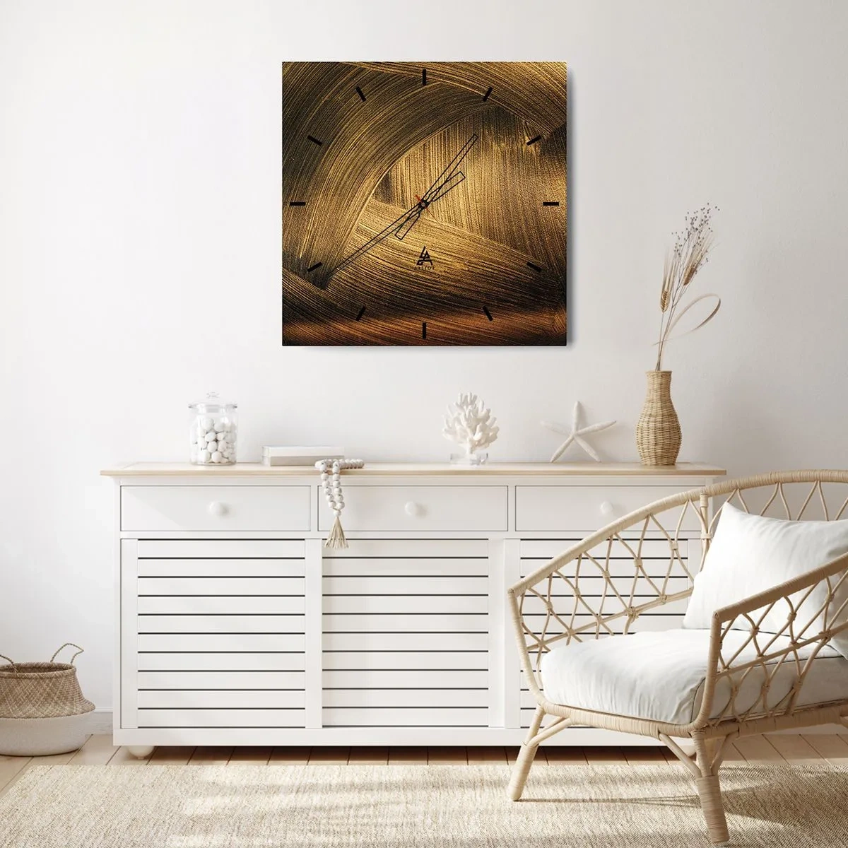 Wandklok - Klok - In een gouden doolhof - 40x40 cm