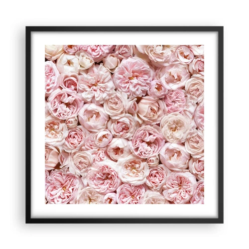 Poster in een zwarte lijst - Een bed van rozen - 50x50 cm