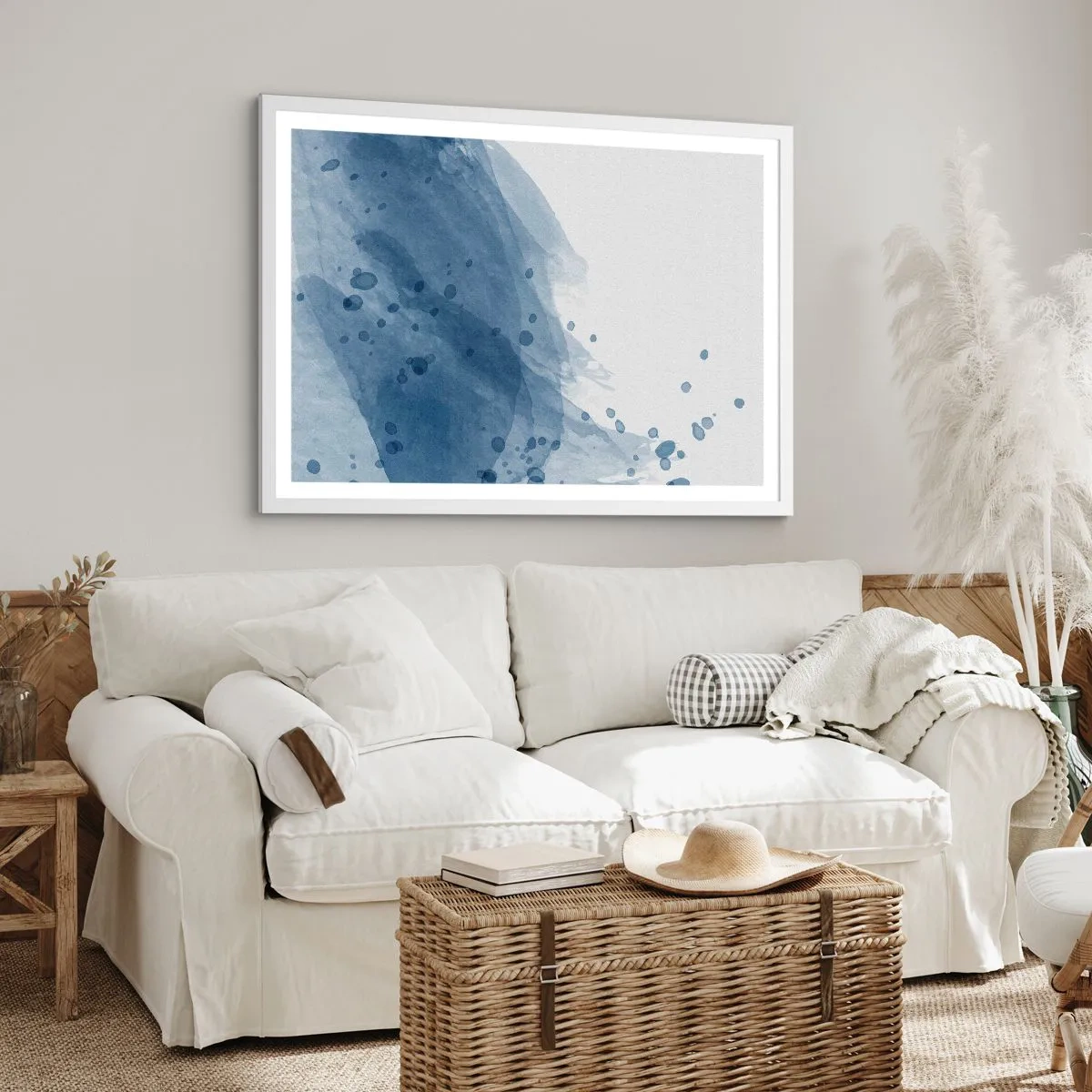 Poster in een witte lijst - Blauwe tule - 50x40 cm