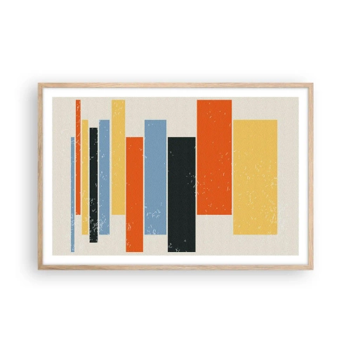 Een poster in een licht eiken lijst - Muzieknotatie - 91x61 cm