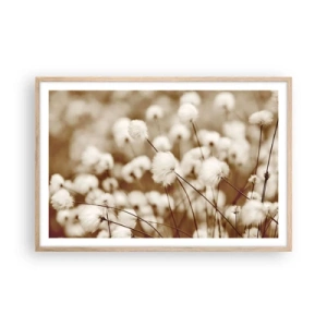 Een poster in een licht eiken lijst - Pluizig korenveld - 91x61 cm