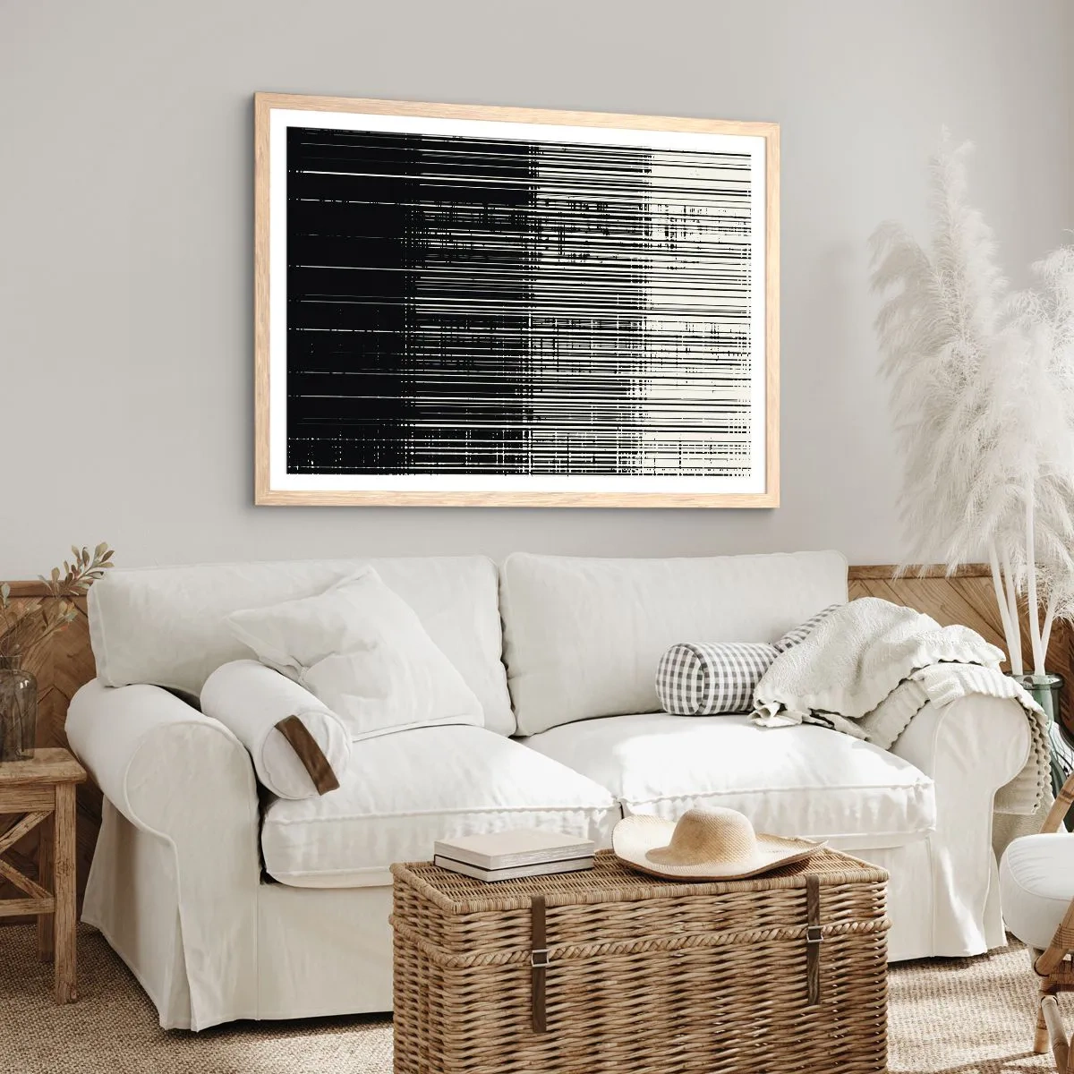 Een poster in een licht eiken lijst - Golven en vibraties - 100x70 cm