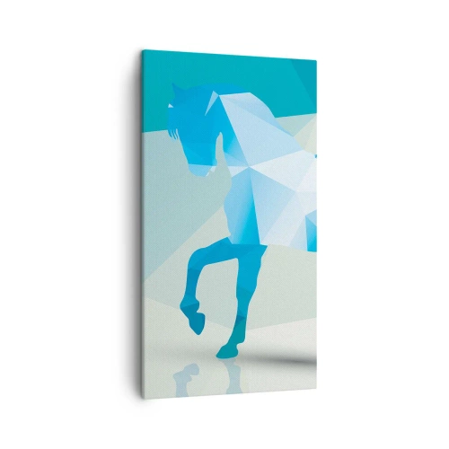 Schilderen op canvas - Geometrisch paard in turkoois - 45x80 cm
