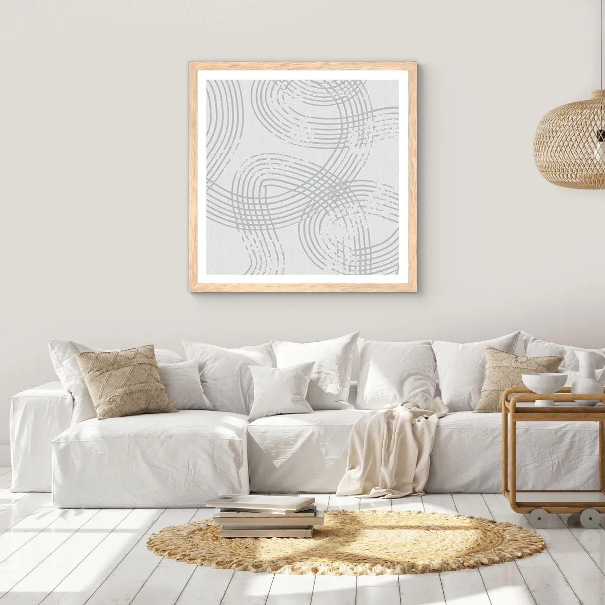 Een poster in een licht eiken lijst - Er is geen rechte weg - 60x60 cm