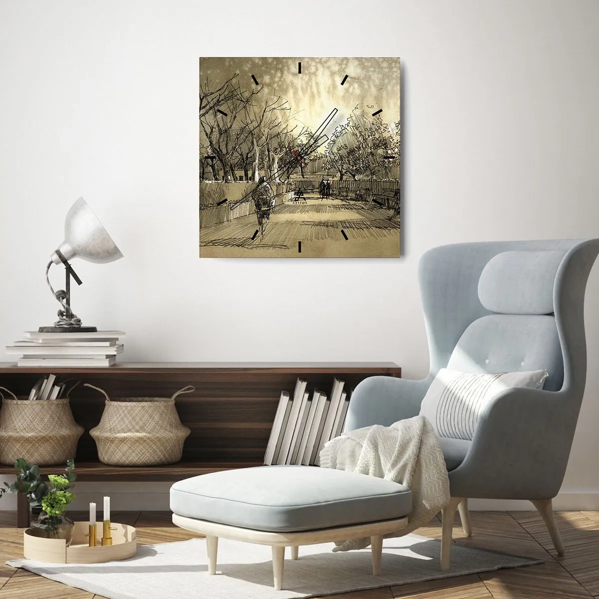 Wandklok - Klok - Een moment gestopt met een veer - 30x30 cm