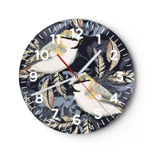 Wandklok - Klok - Geel-blauwe triller - 40x40 cm