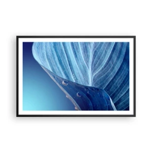 Poster in een zwarte lijst - Verborgen druppels blauw - 91x61 cm
