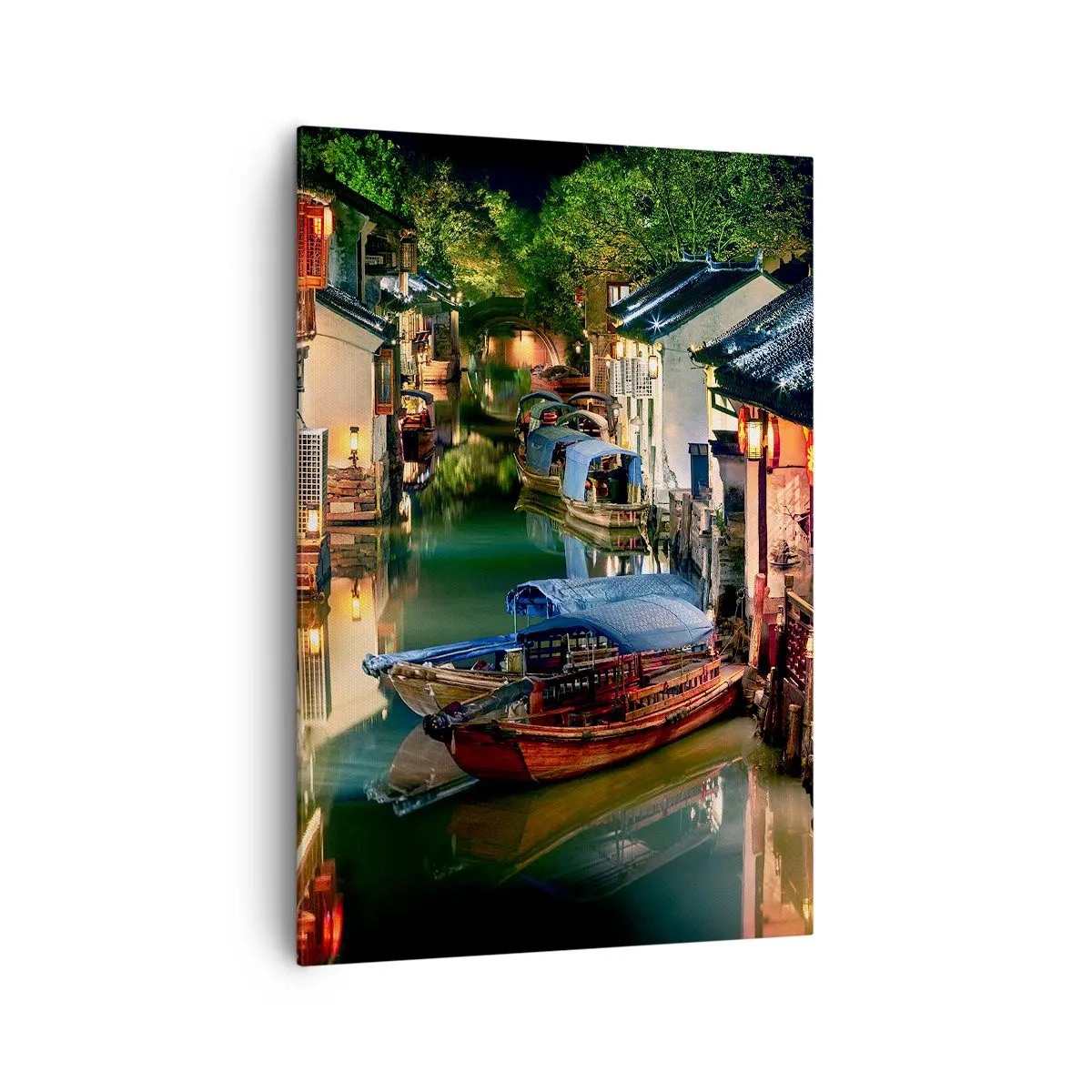 Schilderen op canvas - Een avond op een Chinese straat - 70x100 cm