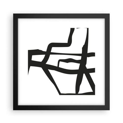 Poster in een zwarte lijst - Zwart-wit ontwerp - 30x30 cm