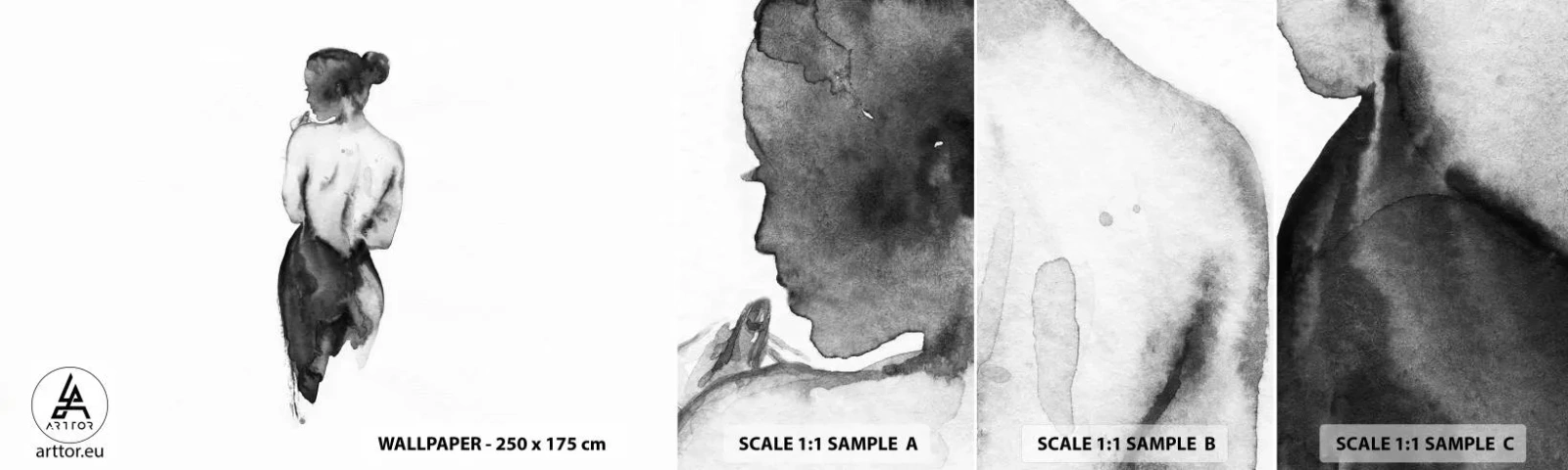 Fotobehang Monster Zelfklevend Deluxe Sticker - Bij haar verdwijnt de wereld - Vrouw, Vrouwenlichaam, Grafisch - 100x30 cm