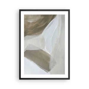 Poster in een zwarte lijst - Minimalistische abstractie in beige tinten - 50x70cm - Een golf van wit - Moderne wanddecoratie voor woonkamer en slaapkamer ARTTOR