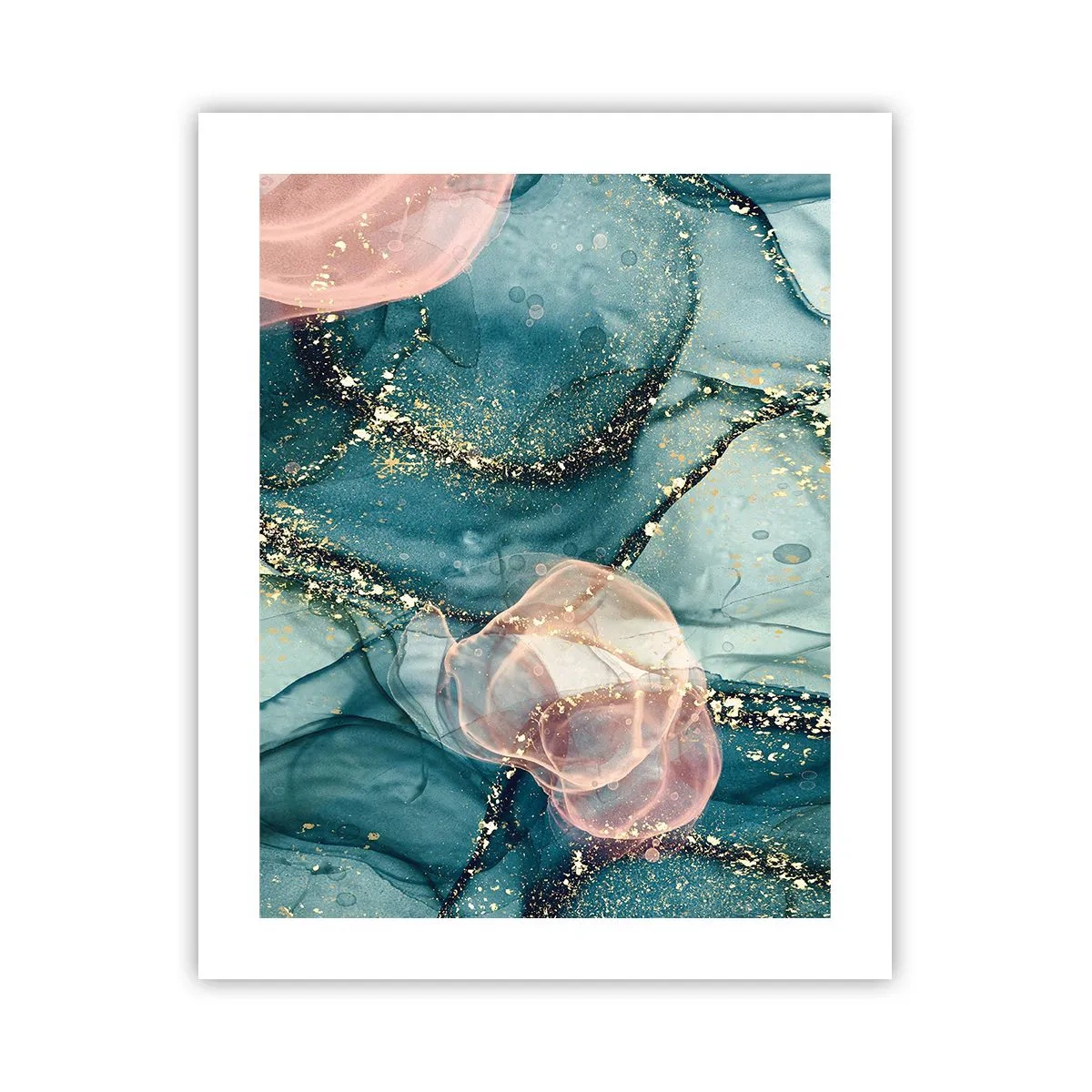 Poster - Zijdeblauw, tule roze - 40x50 cm