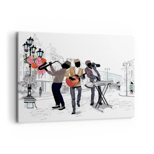 Schilderen op canvas - Straatmuziek - 120x80 cm