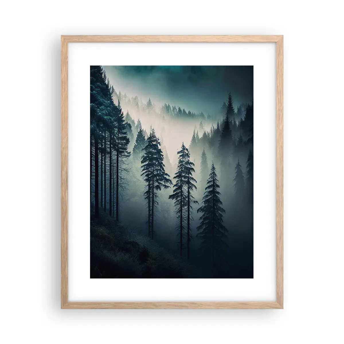 Een poster in een licht eiken lijst - Berg ochtend - 40x50 cm