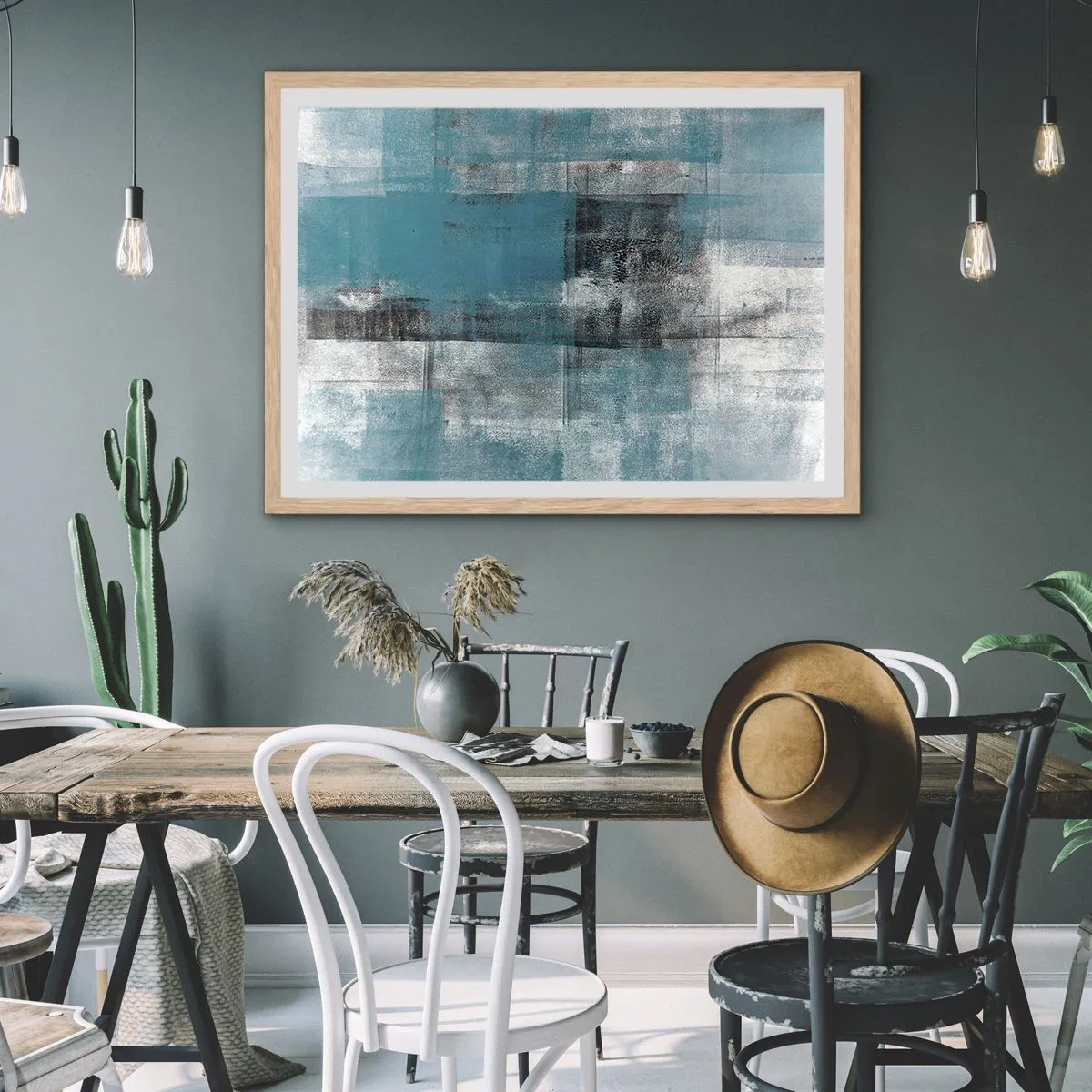 Een poster in een licht eiken lijst - Water en lucht - 100x70 cm