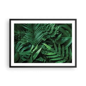 Poster in een zwarte lijst - Ineengedoken in het groen - 70x50 cm