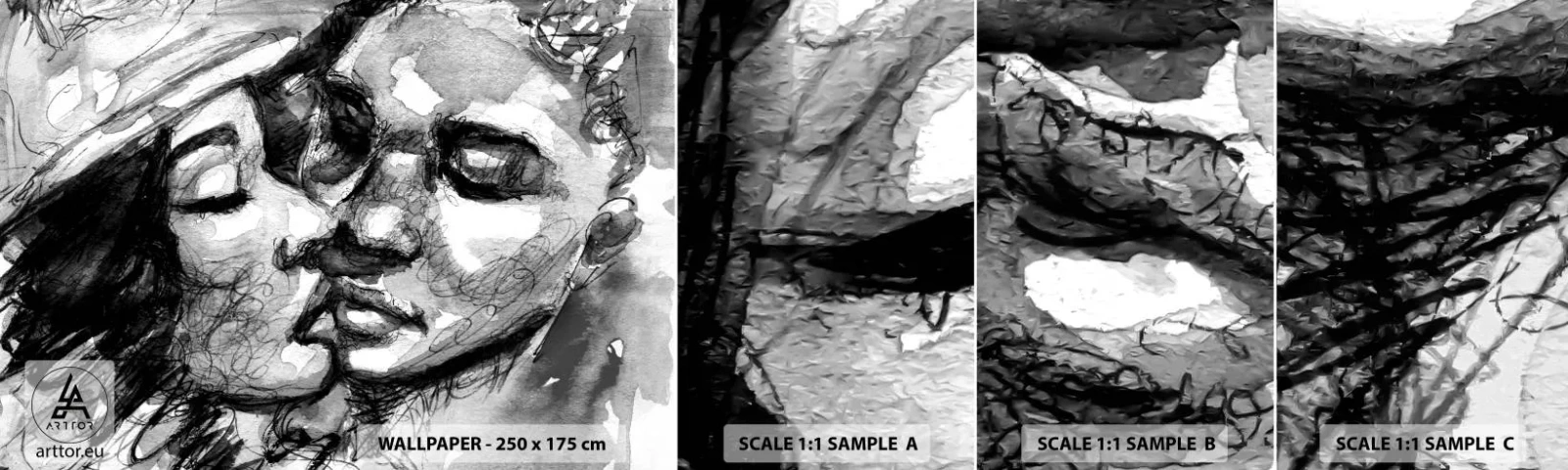 Fotobehang Monster Zelfklevend Deluxe Sticker - Een teder moment - Kusjes, Liefde, Liefhebbers - 100x30 cm