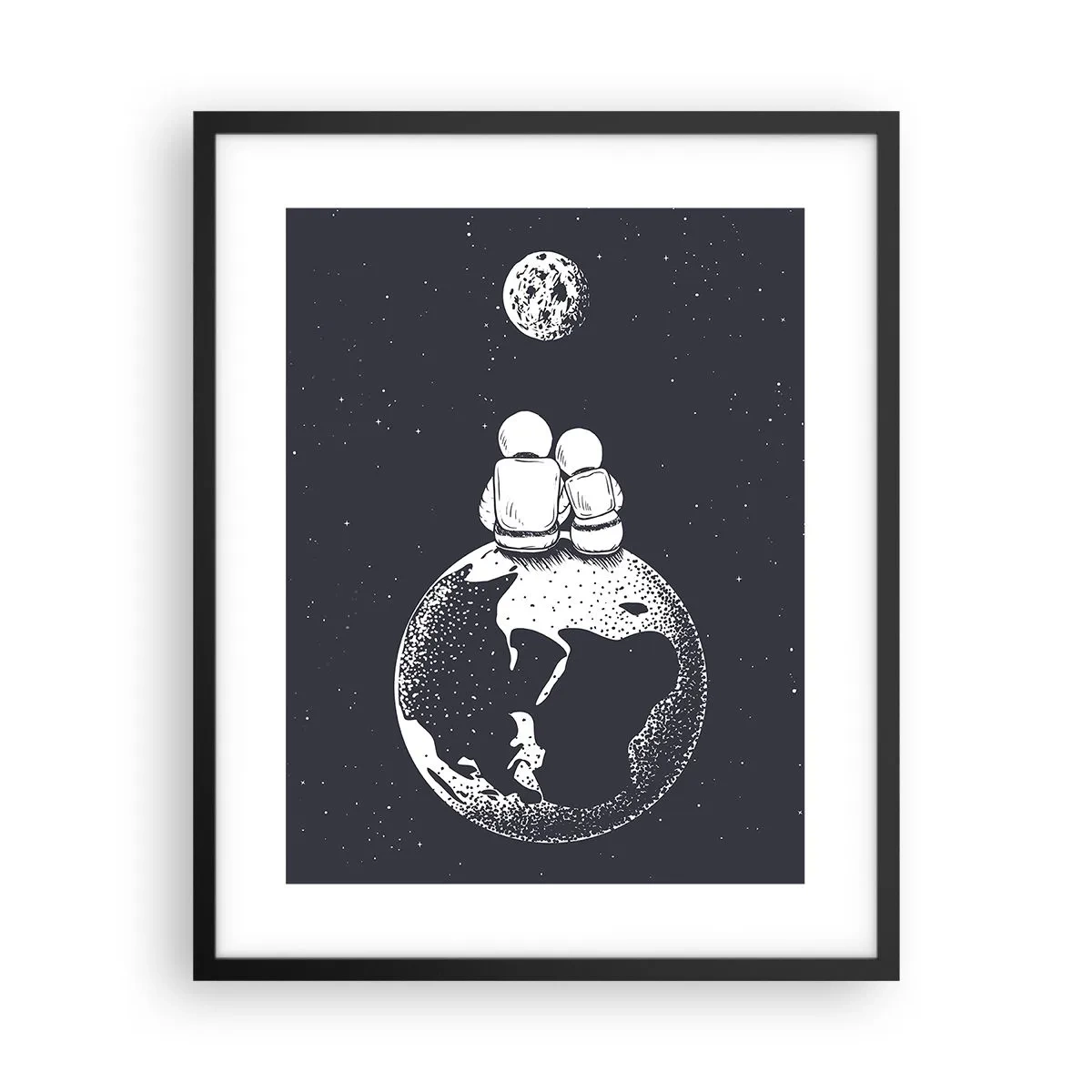 Poster in een zwarte lijst - Een kosmisch love story - 40x50 cm