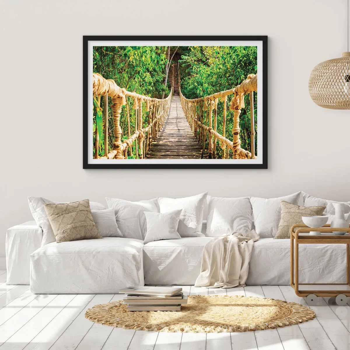 Poster in een zwarte lijst - Opgeschort in het groen - 40x30 cm