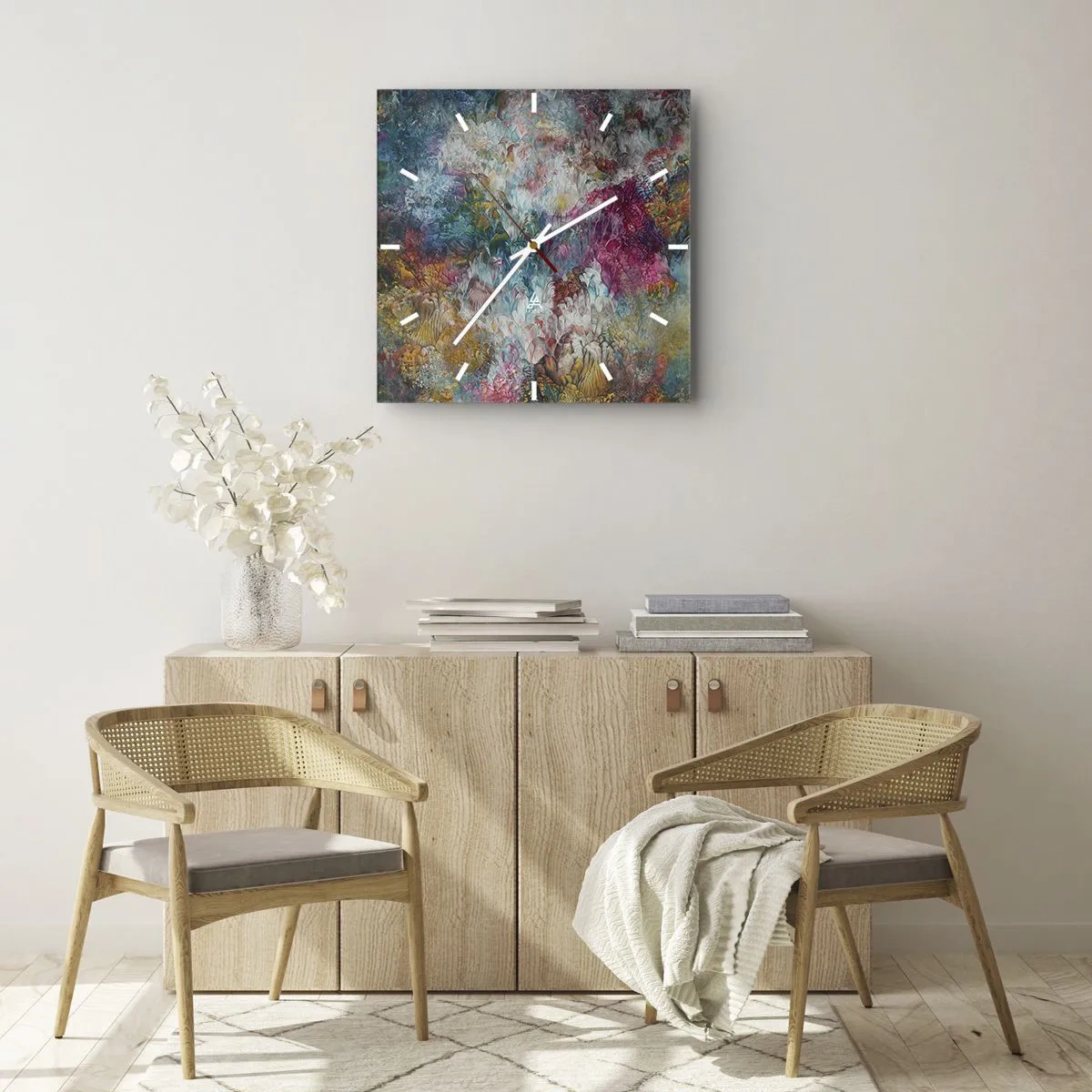 Wandklok - Klok - Volledig in bloei - 30x30 cm