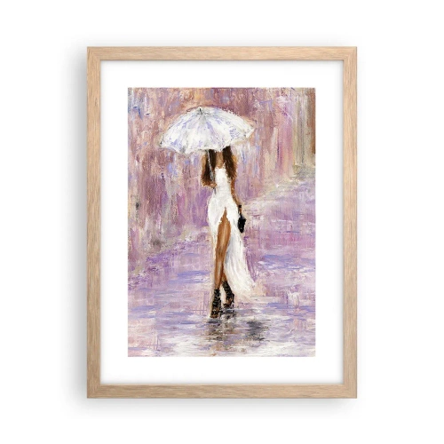 Een poster in een licht eiken lijst - In de lila regen - 30x40 cm