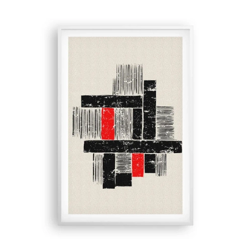 Poster in een witte lijst - Rood en zwart - 61x91 cm
