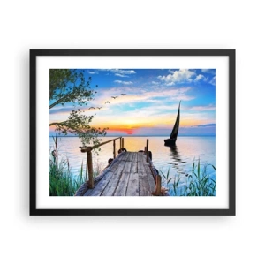 Poster in een zwarte lijst - Goedeavond - 50x40 cm