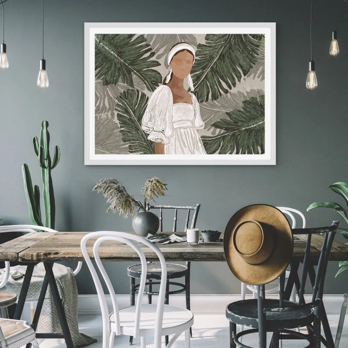 Poster in een witte lijst - Exotisch portret - 100x70 cm
