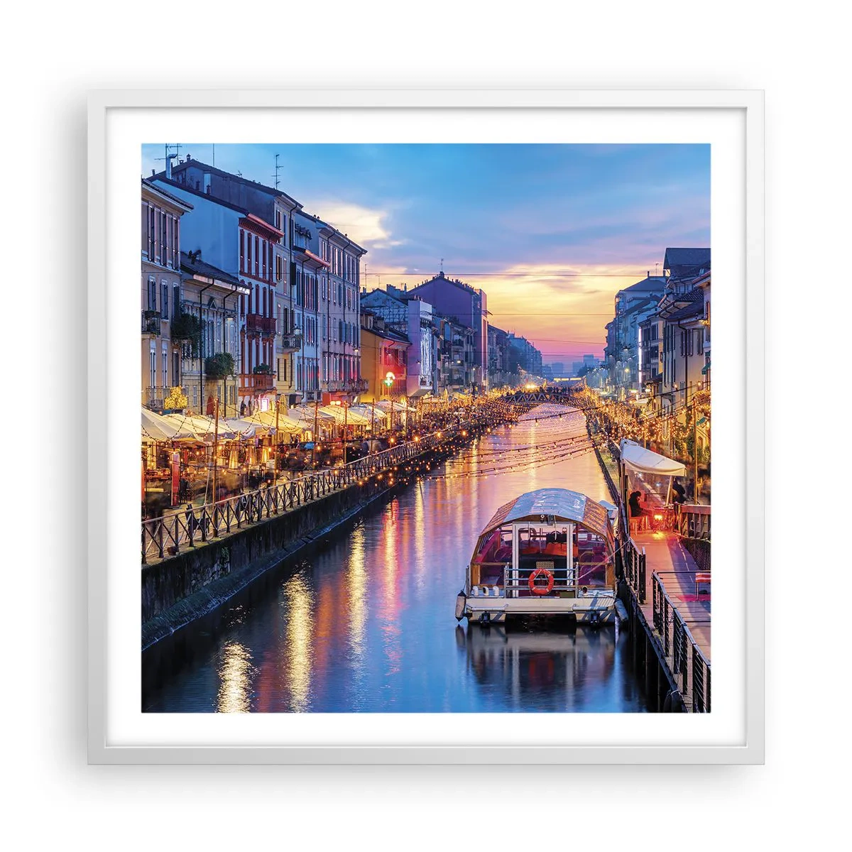 Poster in een witte lijst - Een avond vol licht en plezier - 60x60 cm