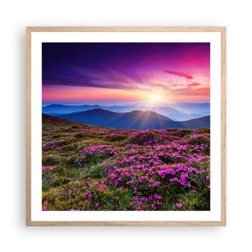 Een poster in een licht eiken lijst - Kruiden roken naar verse trossen van de velden - 60x60 cm