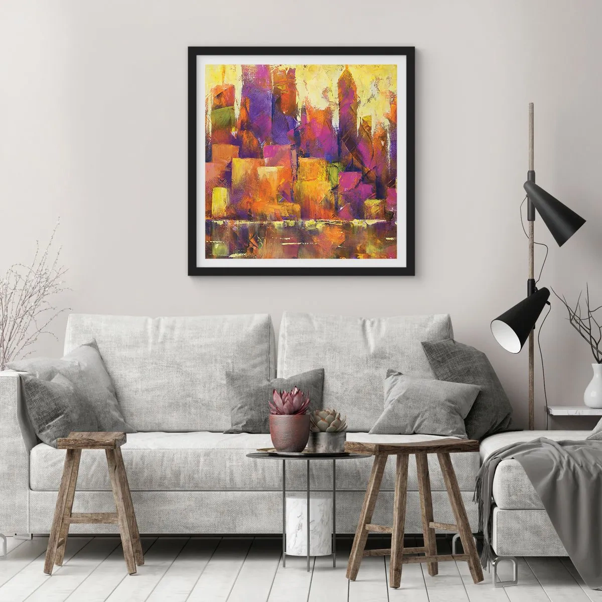 Poster in een zwarte lijst - Metropolitan compositie - 40x40 cm