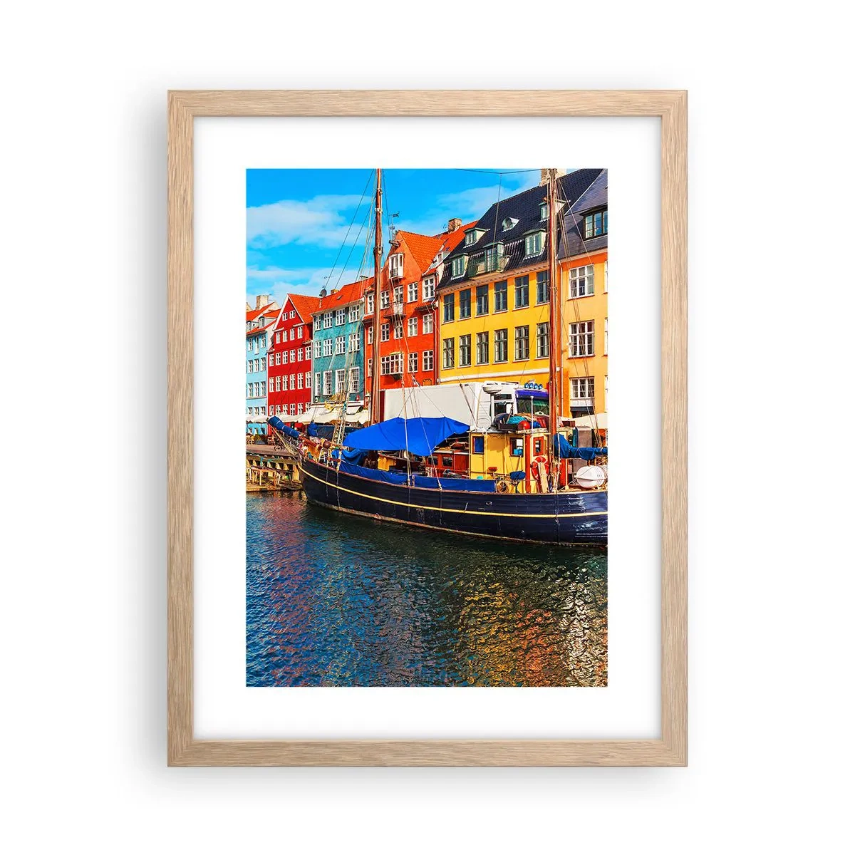 Een poster in een licht eiken lijst - Vrolijke werf - 30x40 cm