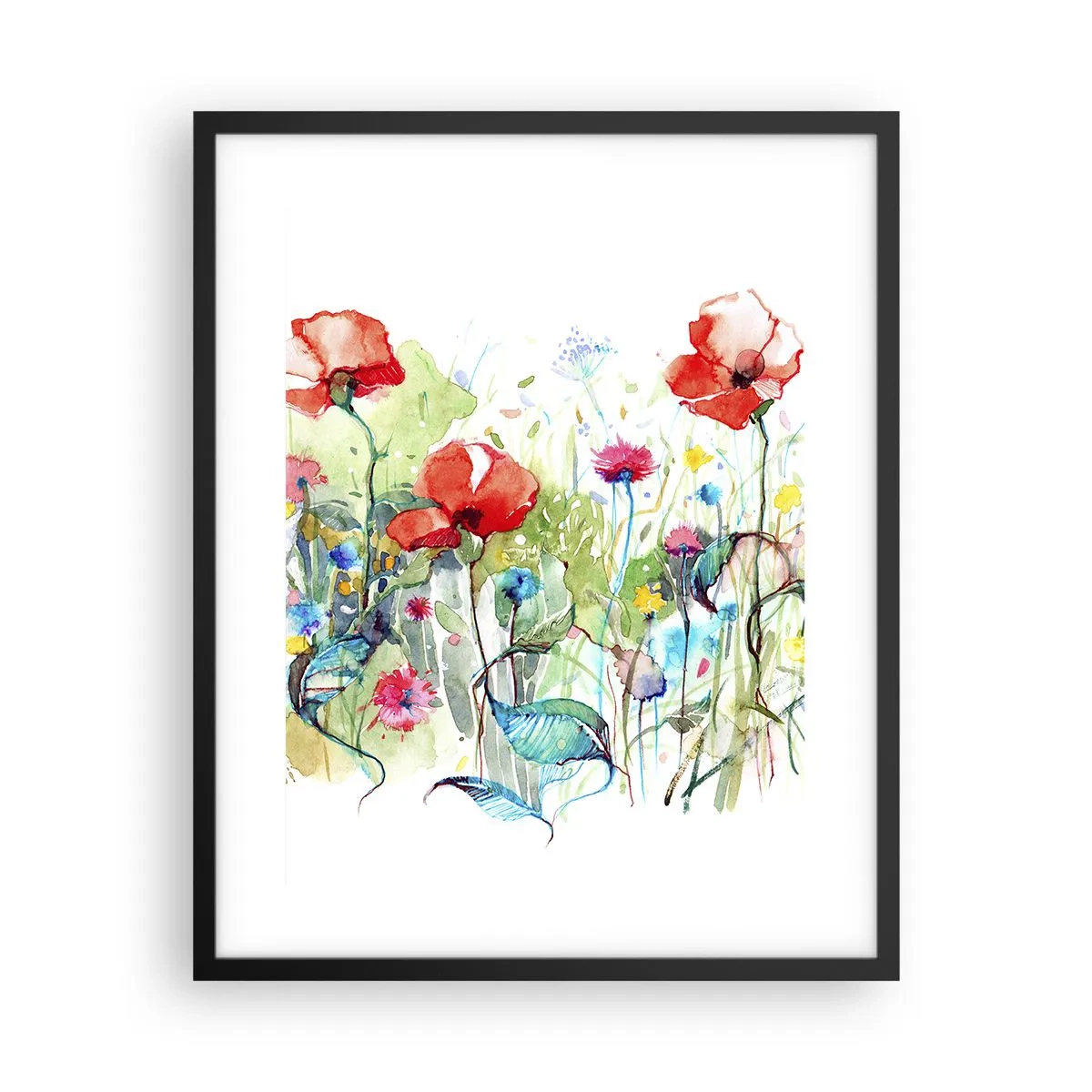 Poster in een zwarte lijst - Bloeiende meiweide - 40x50 cm