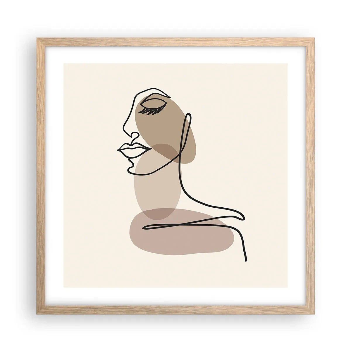 Een poster in een licht eiken lijst - Luisteren naar zichzelf - 50x50 cm