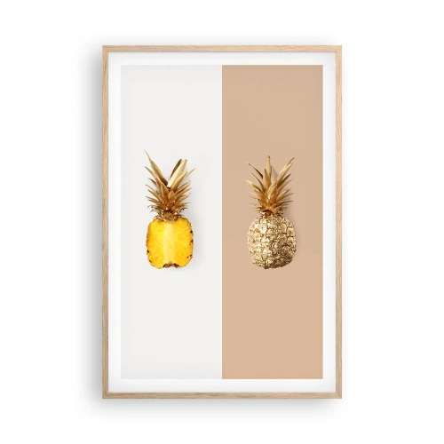 Een poster in een licht eiken lijst - Ananas voor ons - 61x91 cm