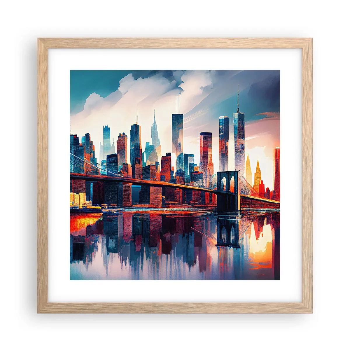 Een poster in een licht eiken lijst - Een droomachtig New York - 40x40 cm