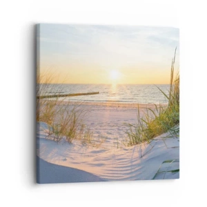 Schilderen op canvas - Het geluid van de zee, het zingen van vogels, een wild strand tussen het gras... - 30x30 cm