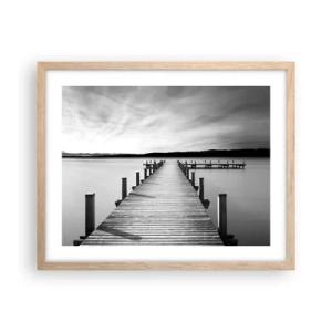 Een poster in een licht eiken lijst - Bij de waterput - vrede - 50x40 cm