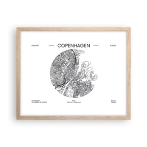 Een poster in een licht eiken lijst - Anatomie van Kopenhagen - 50x40 cm