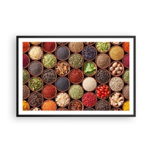 Poster in een zwarte lijst - Alle smaken van de wereld - 91x61 cm