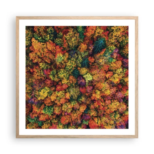 Een poster in een licht eiken lijst - Boeket herfstbomen - 60x60 cm