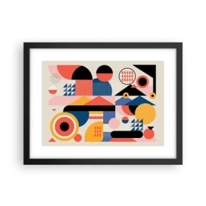 Poster in een zwarte lijst - Compositie: speel rond - 40x30 cm