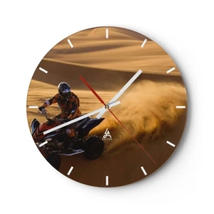 Wandklok - Klok - Quad in de woestijn in actie - 30x30cm - Op de golven van zand - Moderne wanddecoratie voor woonkamer, keuken en slaapkamer ARTTOR