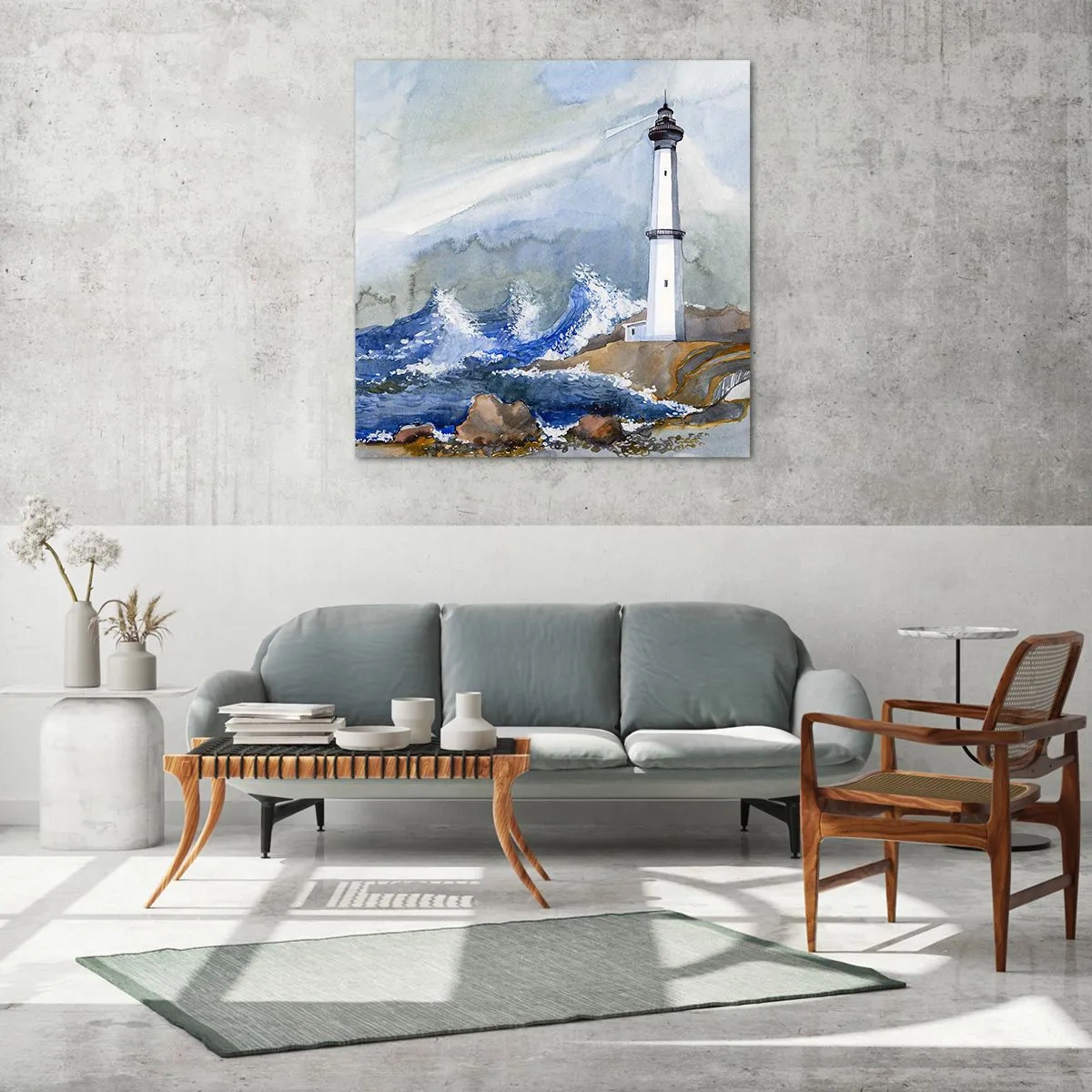 Schilderen op glas - Tegen de duisternis en de storm - 60x60 cm