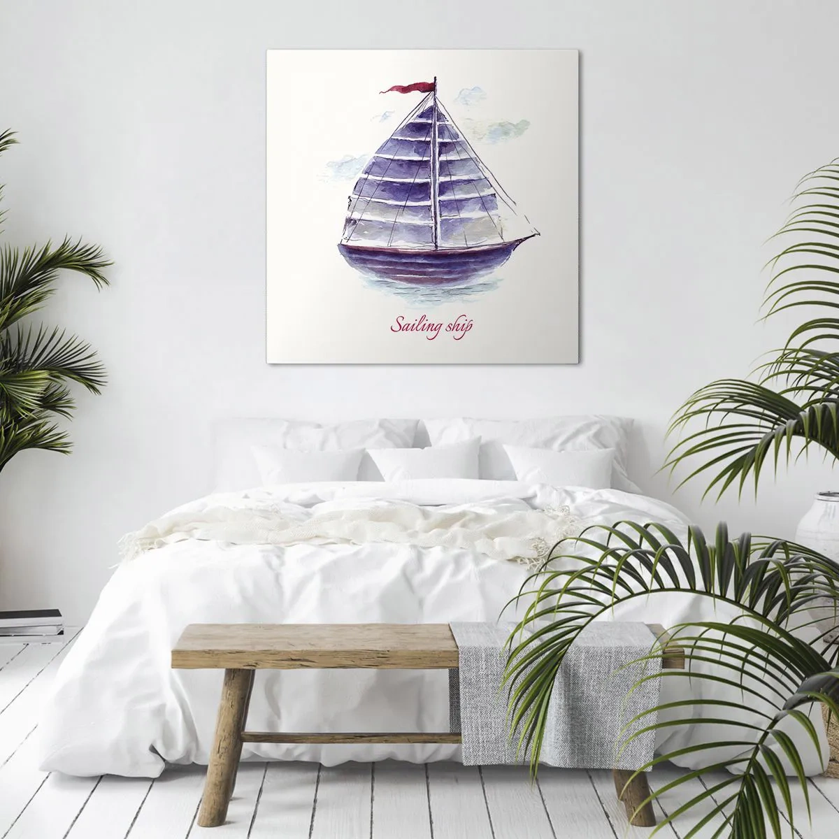 Schilderen op canvas - Volle zeilen en rustig water - 40x40 cm