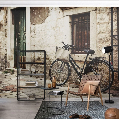 Fotobehang Premium Canvas - Terug naar het verleden - Architectuur, Fiets, Vintage - 400x280 cm