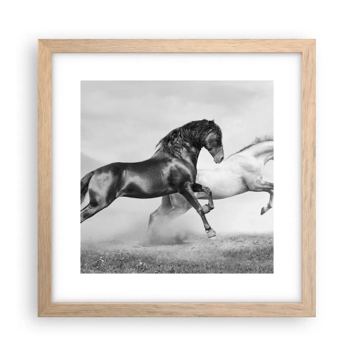 Een poster in een licht eiken lijst - Engelen en duivels - 30x30 cm